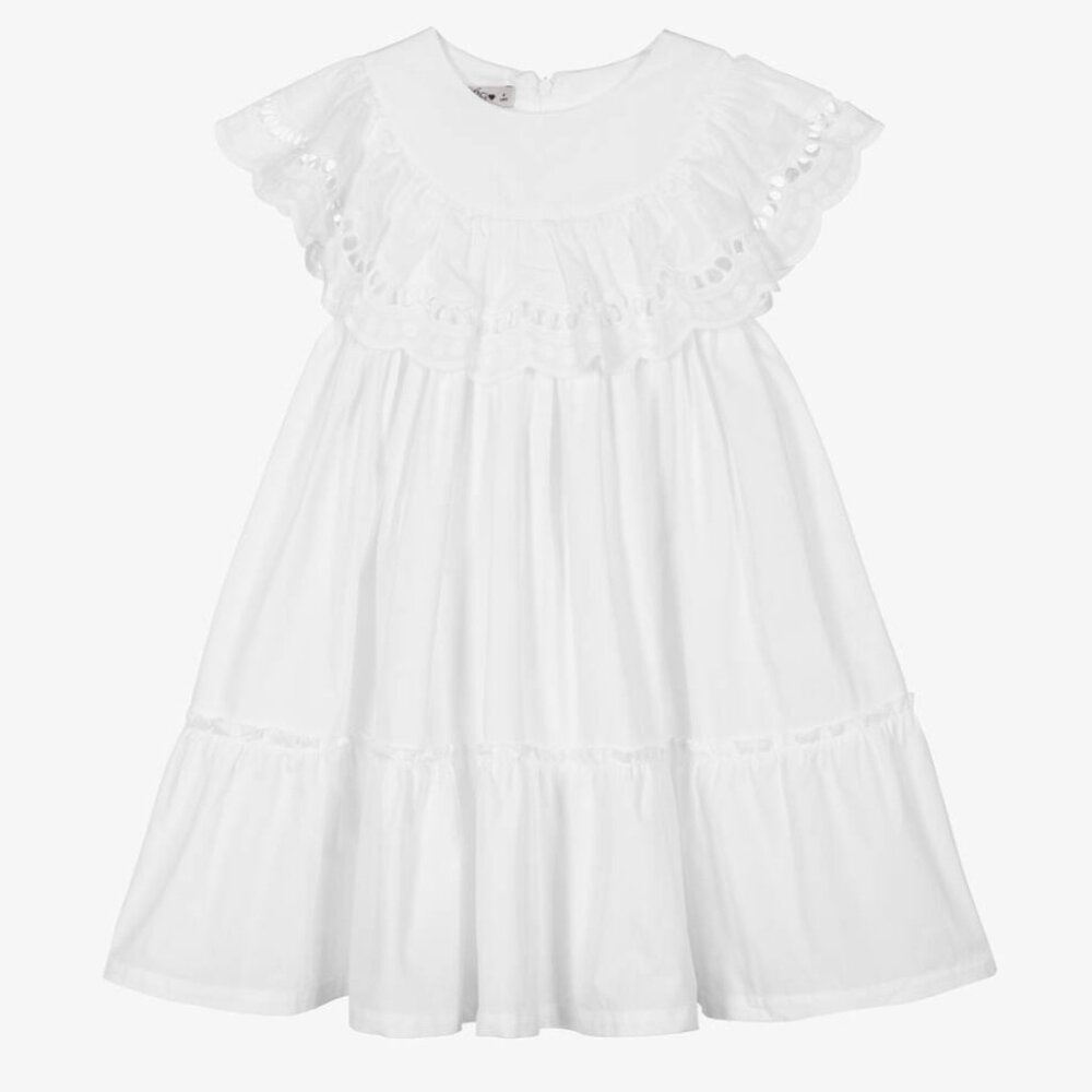 NWT Phi Clothing Girls White Cotton Cutwork Dress